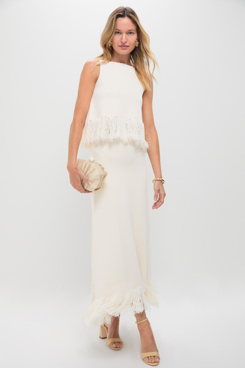 Parchment Clarissa Fringe Knit Skirt