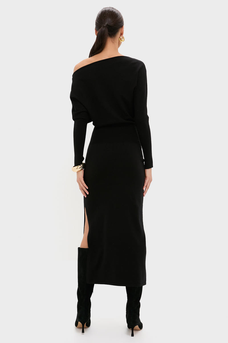 Black Janese Off Shoulder Midi Dress