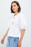 Bright White Cotton Poplin Peplum Blouse