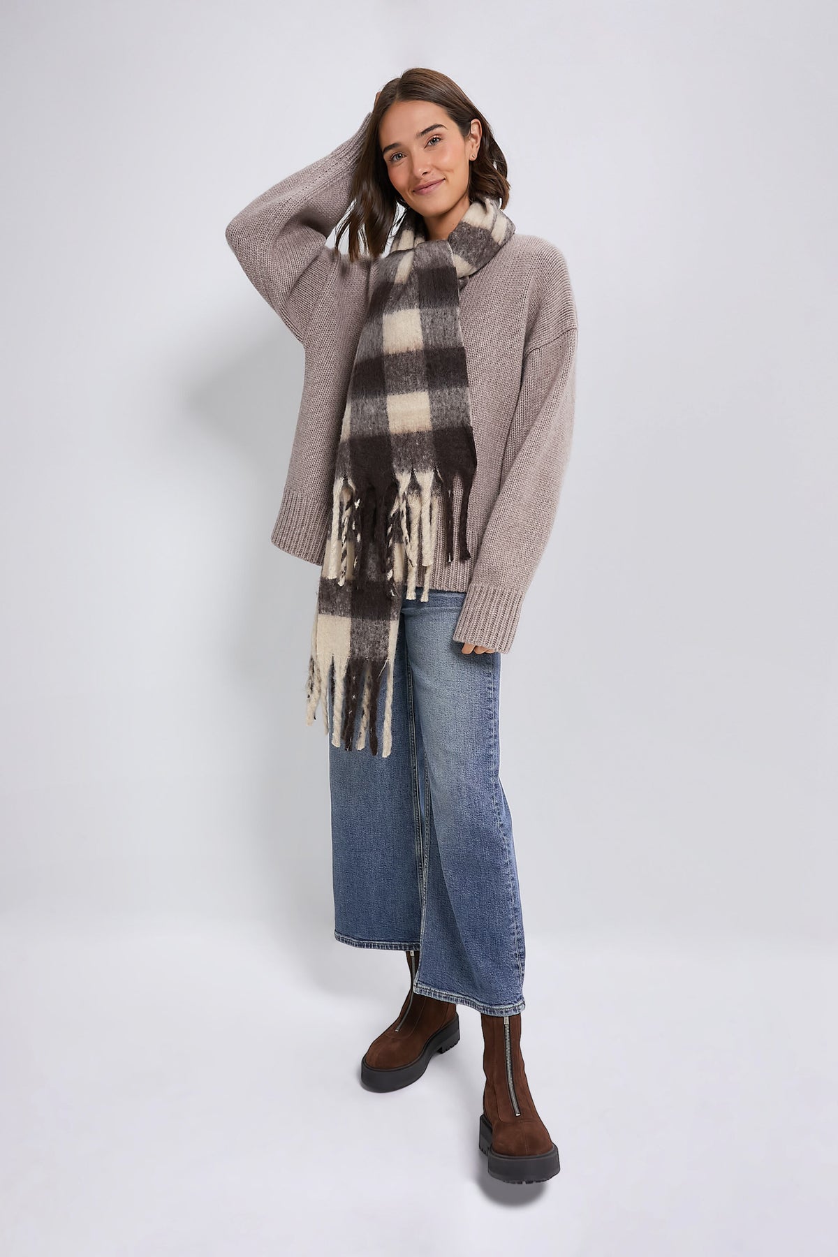 Mocha Plaid Pattern Scarf