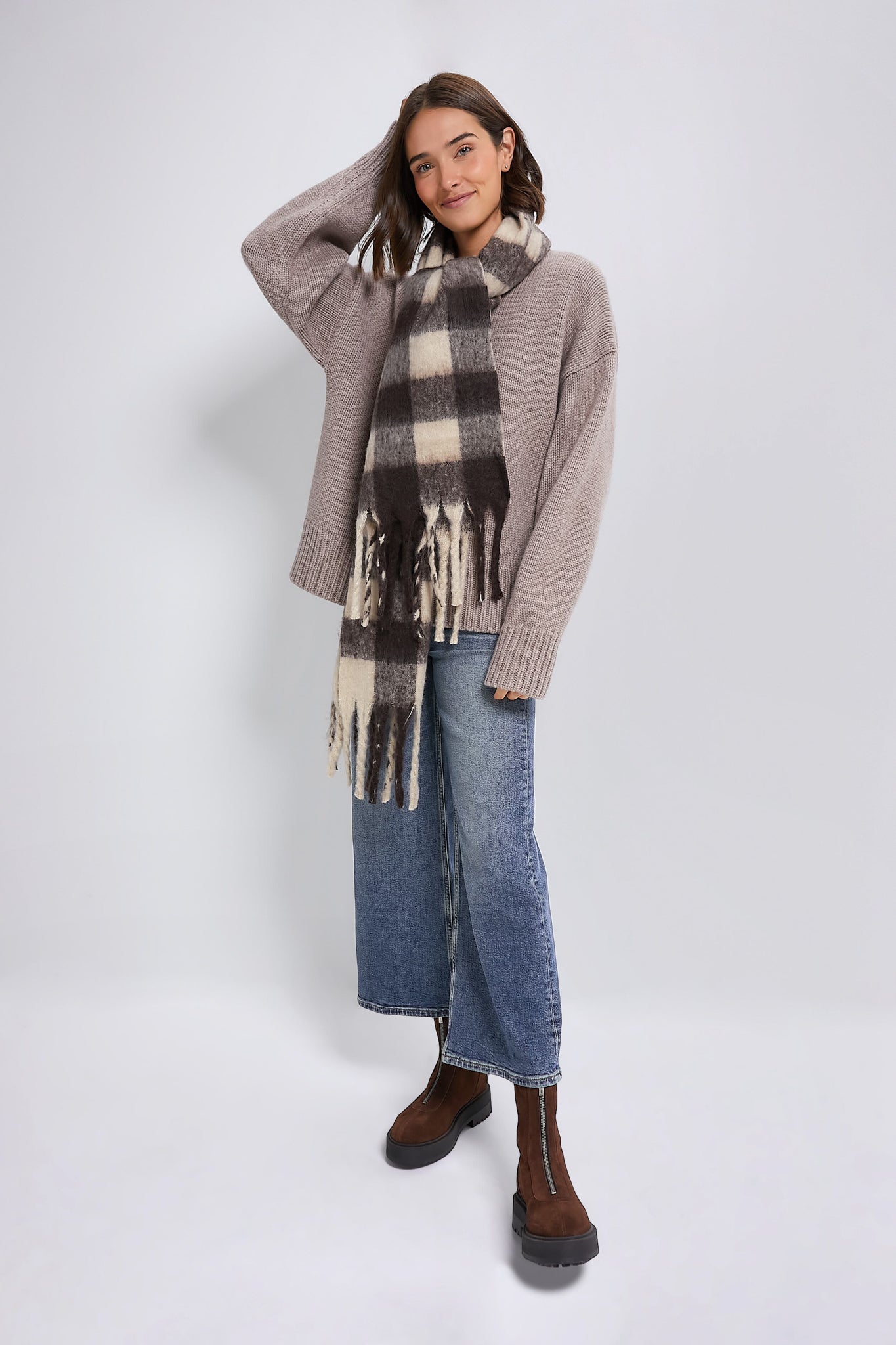 Mocha Plaid Pattern Scarf