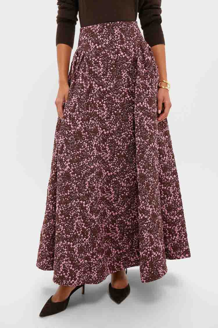 Mulberry Jacquard Sylvie Midi Skirt | CLEA