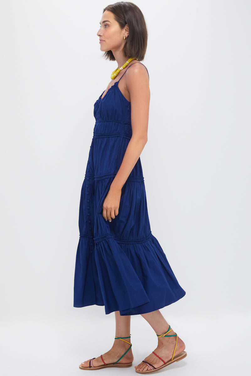 Blueberry Camden Cotton Poplin Tank Midi Dress