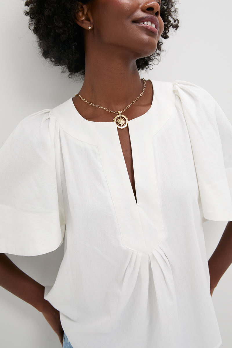 White Finley Flutter Sleeve Top