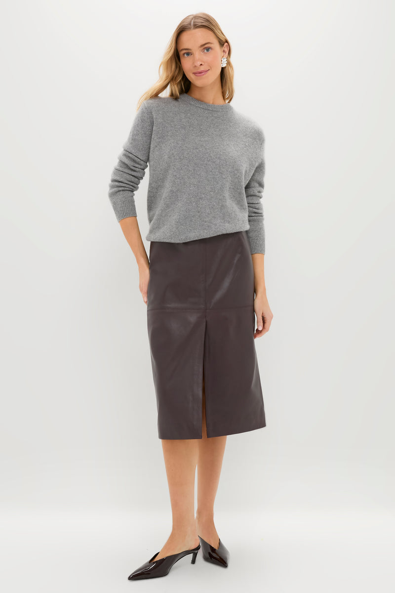 Bordeaux Leather Felindra Midi Skirt
