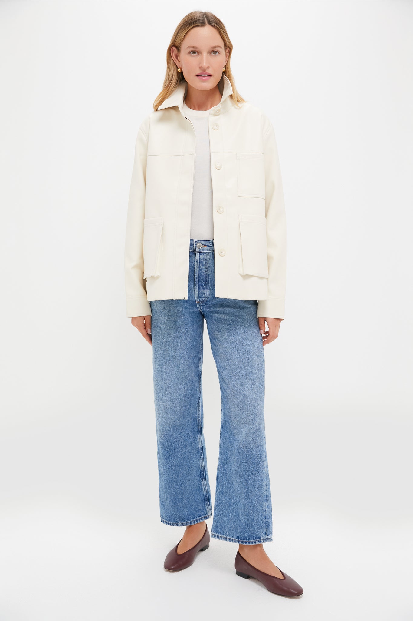 Ivory Telsey Faux Leather Jacket | Nude Lucy