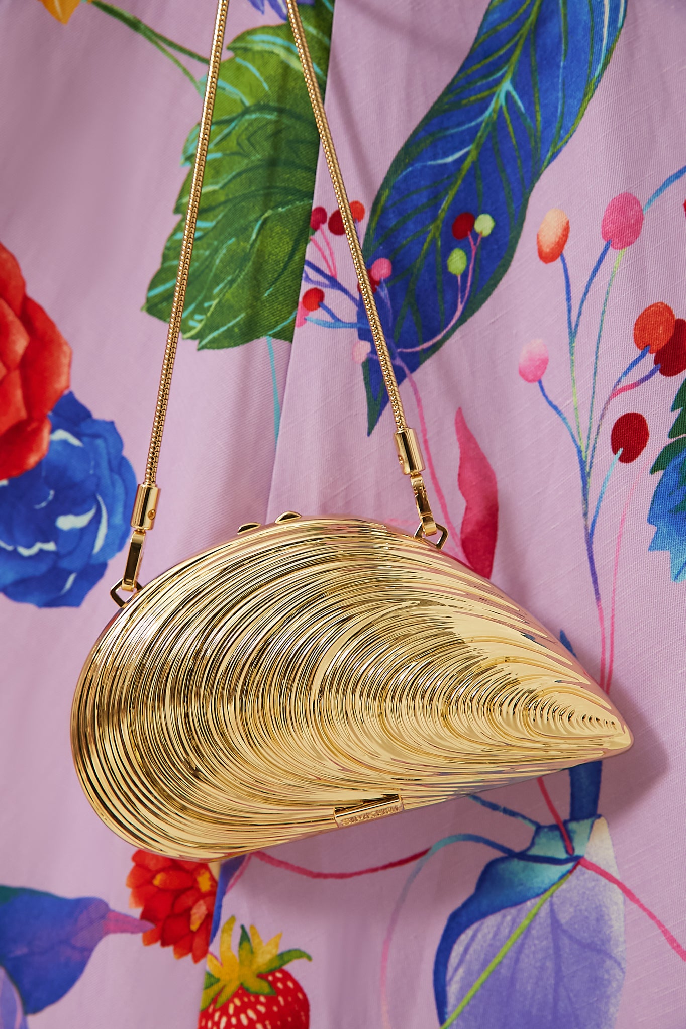 Gold Mini Bridget Oyster Shell Clutch