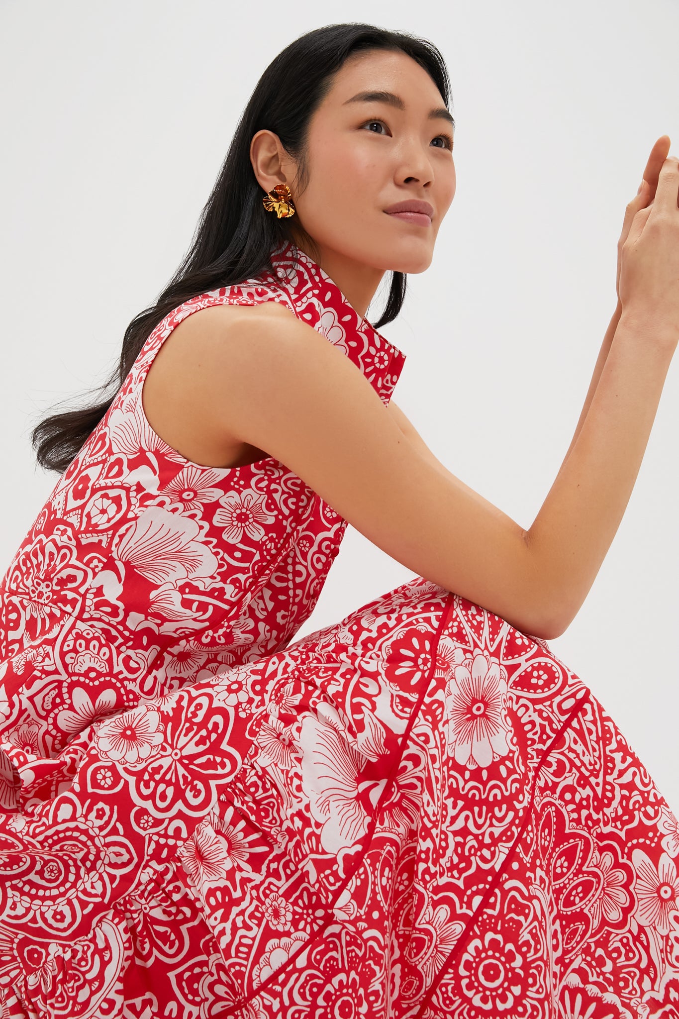 open lace back dress Unique Vintage Plus Size Red Gingham & Cherries Puff Sleeve Midi Dress