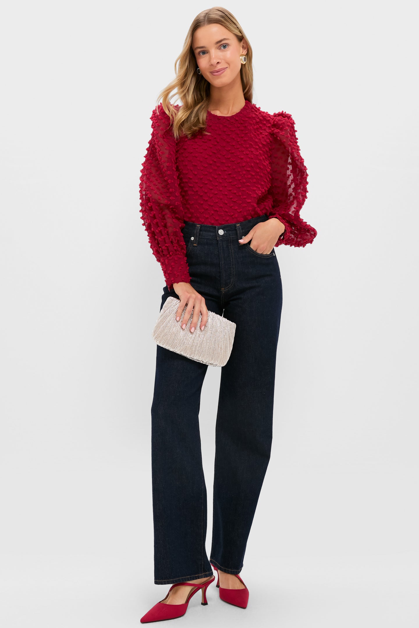 Red Moire Mimi Heels