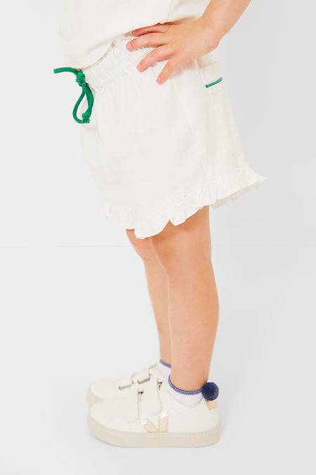 Exclusive Green Piping White Stella Shorts