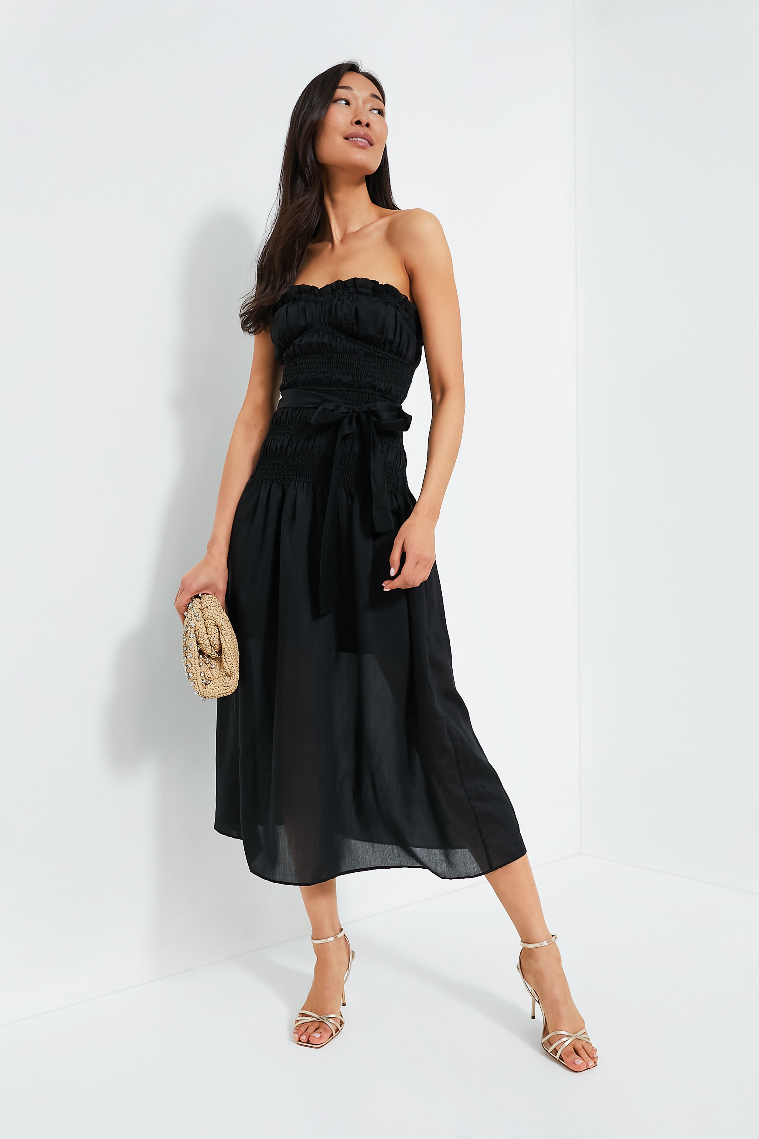 Fashion black ruched cocktail dress