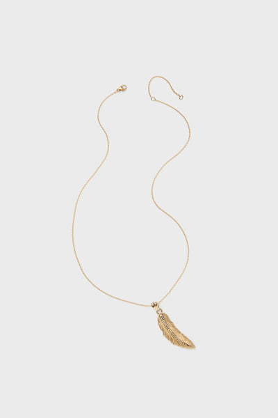 Gold Lucky Feather Pendant | Jane Win