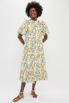 Yellow Amaryllis Floral Mimi Midi Dress