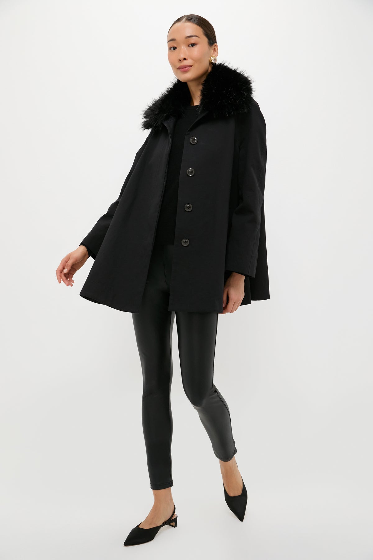 Fur Collar Cecile Swing Cape