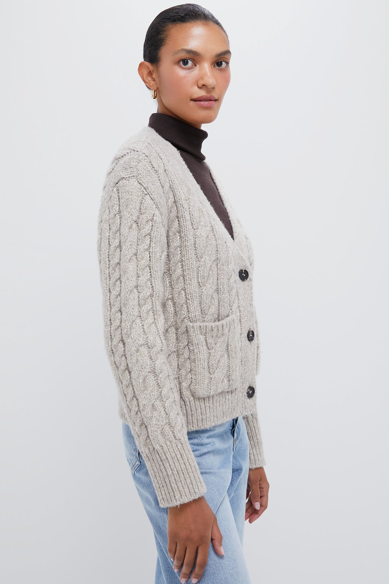 Gray Cable Knit Cropped Arthur Cardigan | Tuckernuck