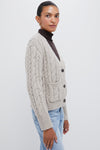 Gray Cable Knit Cropped Arthur Cardigan
