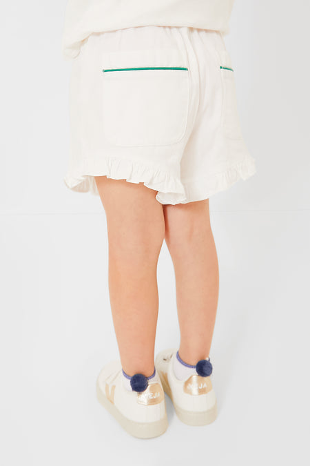 Exclusive Green Piping White Stella Shorts