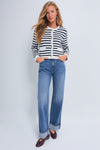 Navy & Cream Stripe Anna Structured Knit Cardigan