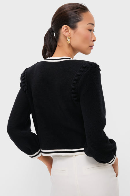 Black and Ivory Kaito Contrast Trim Crop Cardi