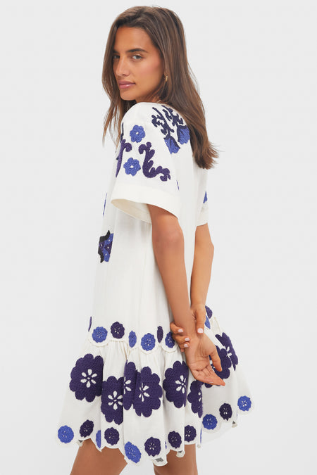 Blue Catrine Applique T-Shirt Dress