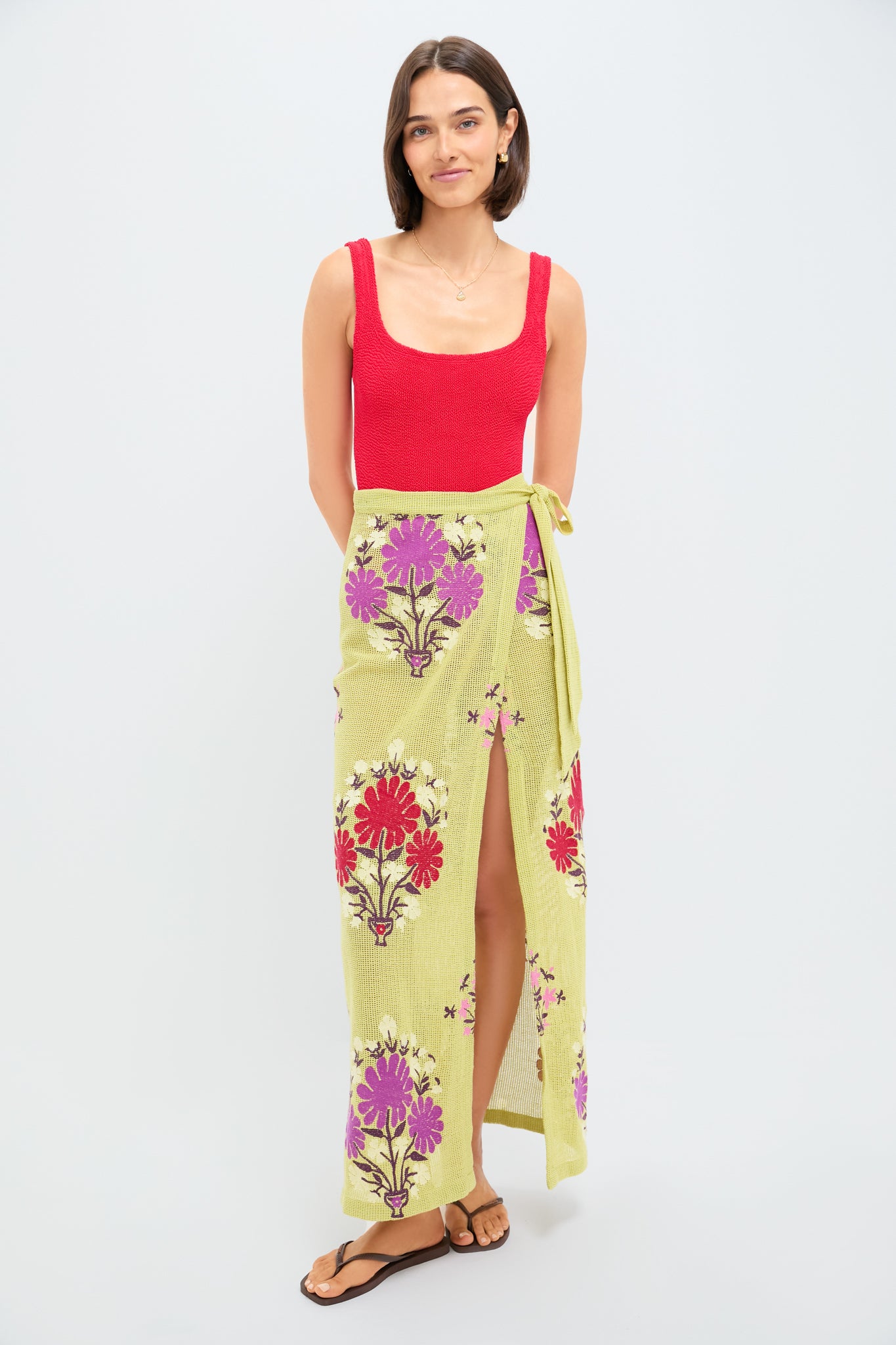 Chartreuse Eden Wrap Skirt
