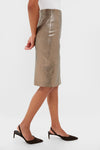 Oatmeal Susurros Leather Pencil Skirt