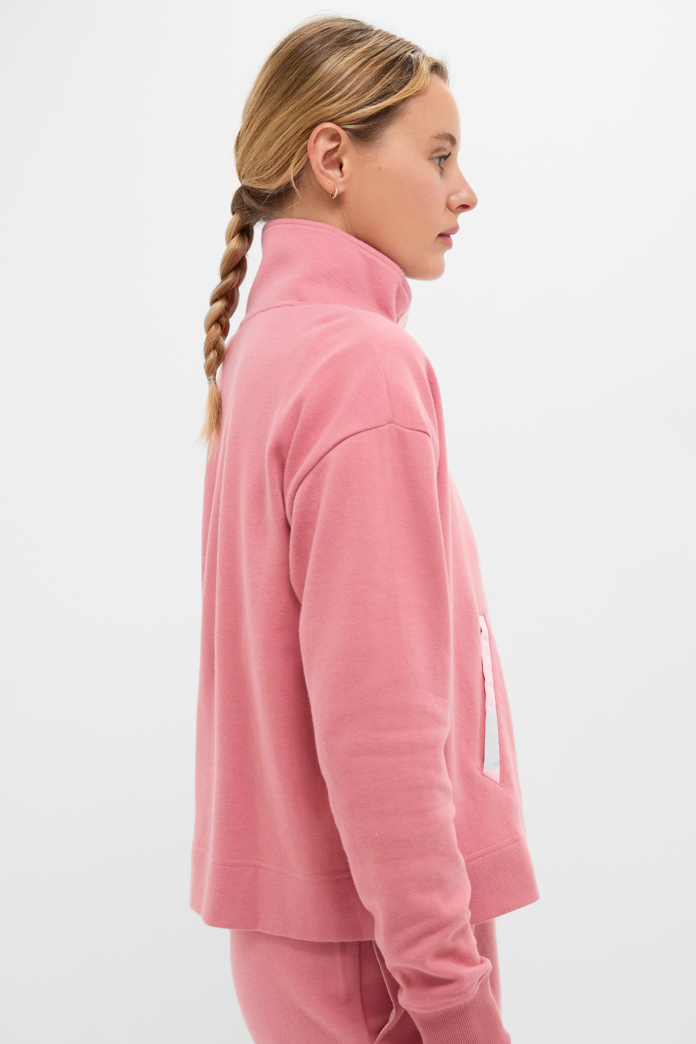 Dusty Rose Snap Neck Bailey Pullover