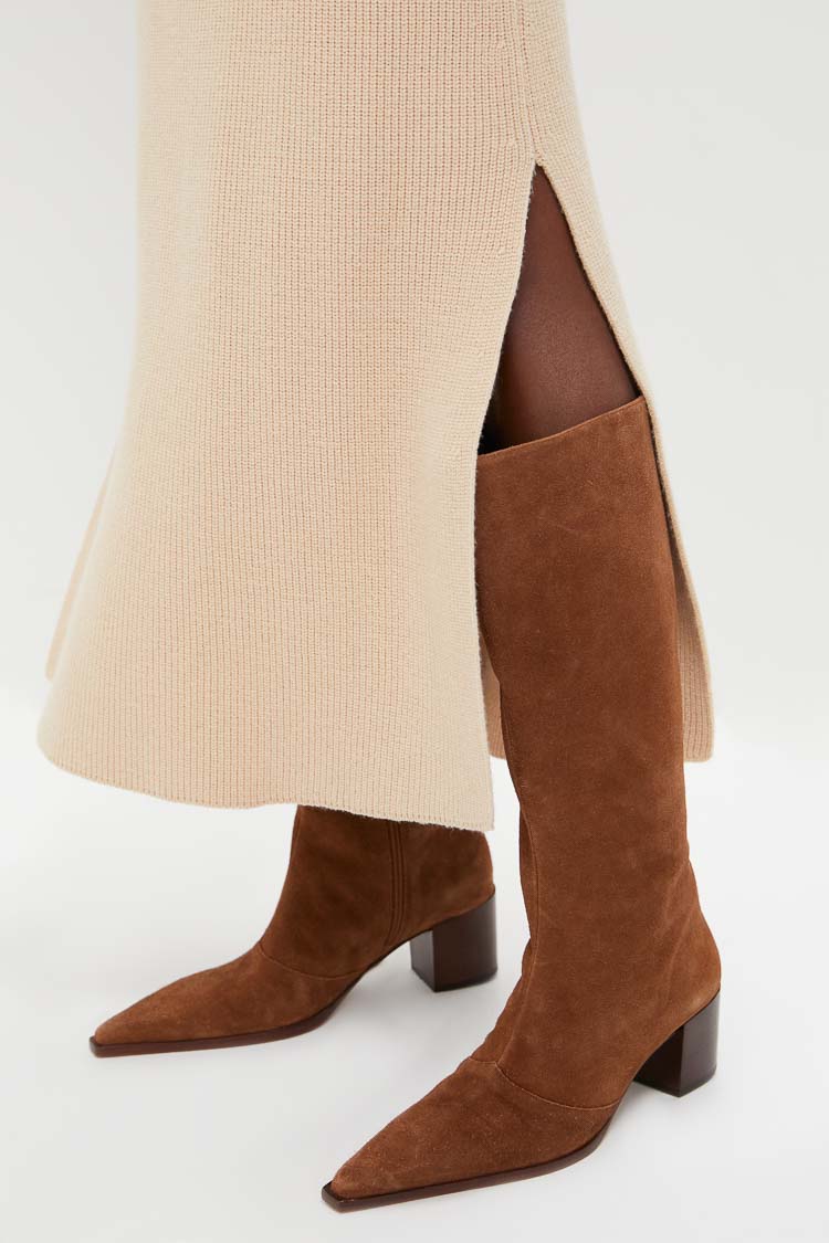 新品 AGNONA Knit midi dress ベージュ ワンピース S Almond Knit Anya Midi Dress | Hyacinth House