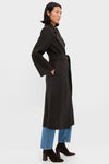 Dark Brown Belted Clutch Pressed Wool Coat
