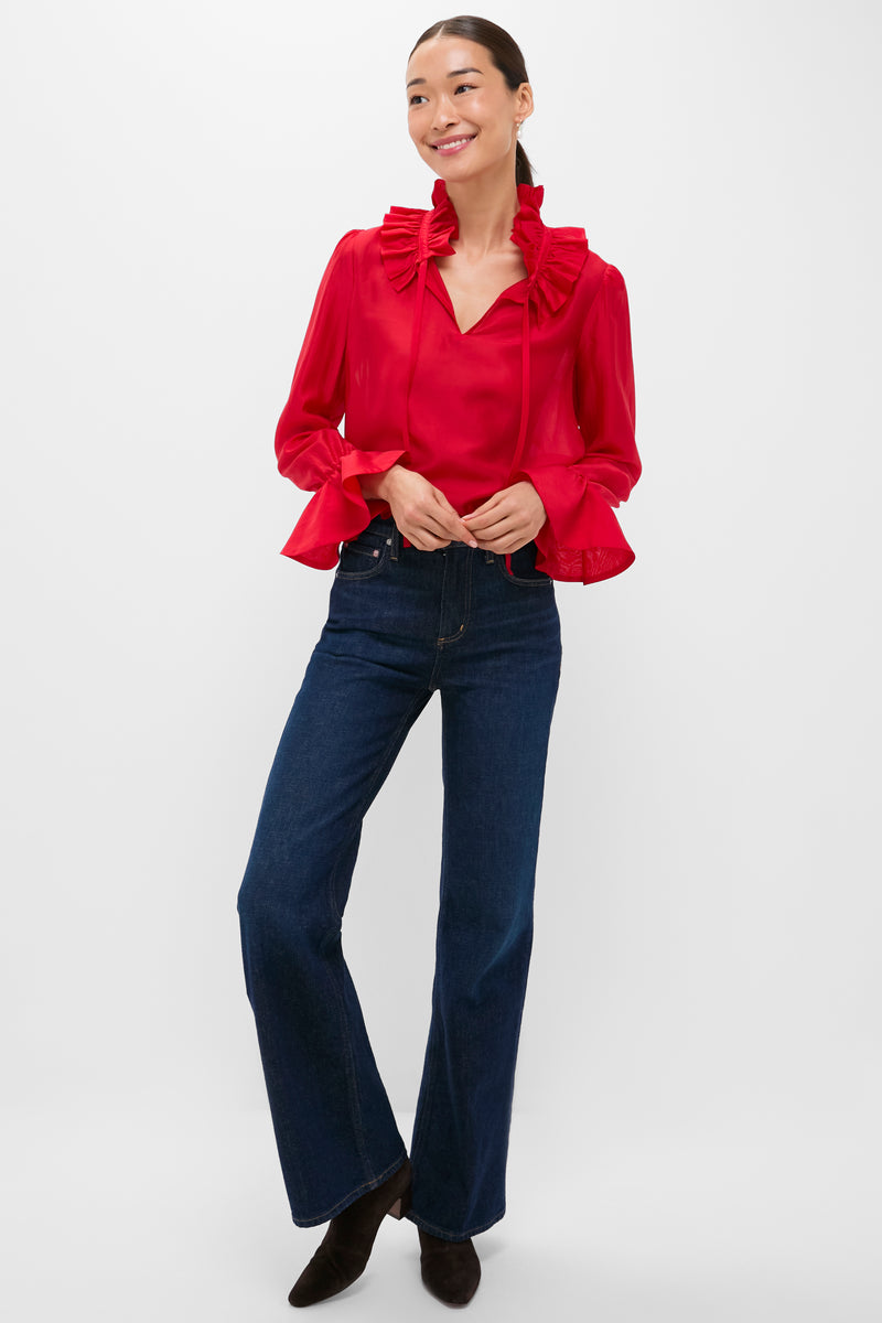 Red Organza Bouvier Blouse
