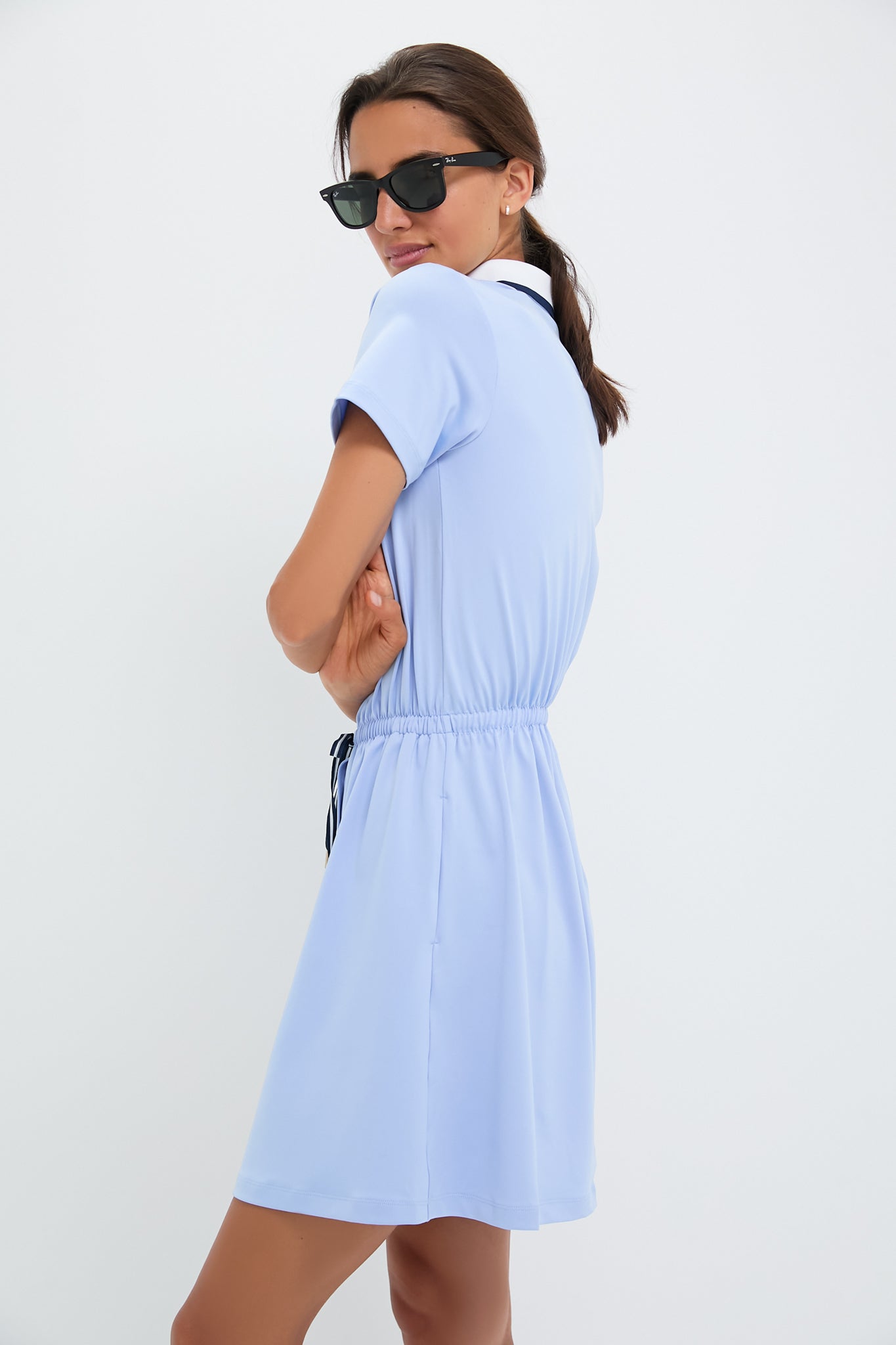 Light Blue Short Sleeve Performance Jersey Alcott Golf Dress Tnuck Sport Blue / XS Light Blue Short Sleeve Performance Jersey Alcott Golf Dress Tnuck Sport Blue / XS