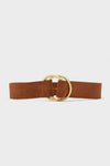 Cognac and Gold Tumble Suede Belt