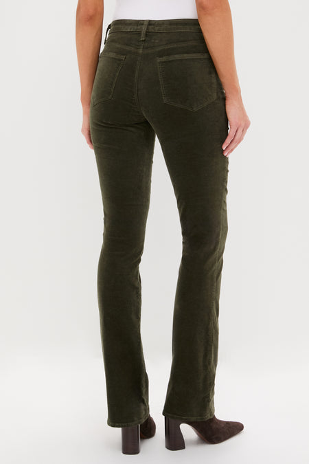Deep Olive Velvet Stevie High Rise Straight