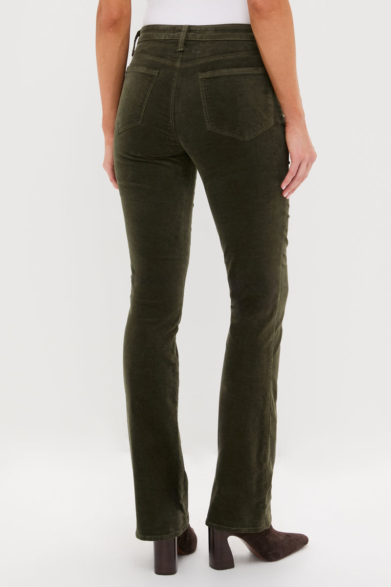 Deep Olive Velvet Stevie High Rise Straight