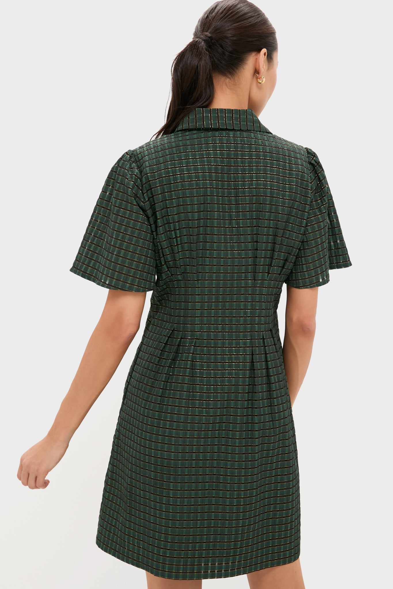 Metallic Green Plaid Mini Delaney Dress