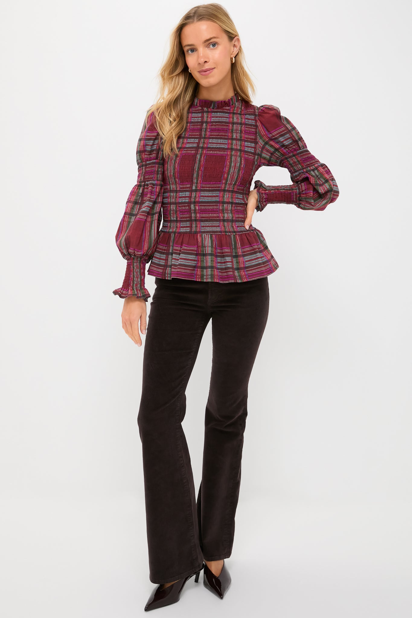 Red Plaid Jules Top | Ro's Garden