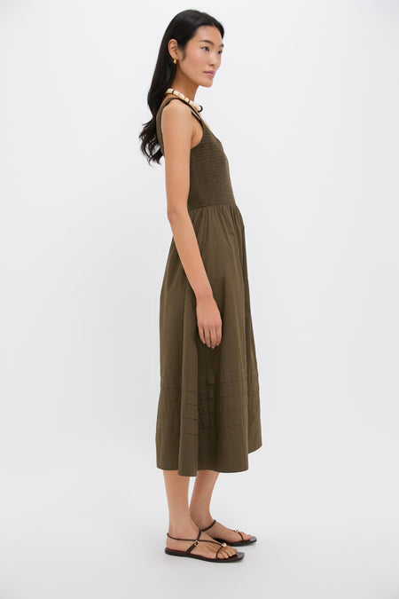 Olive Cotton Tiernan Dress