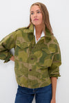 Camo Green and Brown Multi Cotton Satin Woven Field Jacket