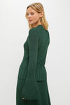 Dark Green Bell Sleeve Rib Sweater