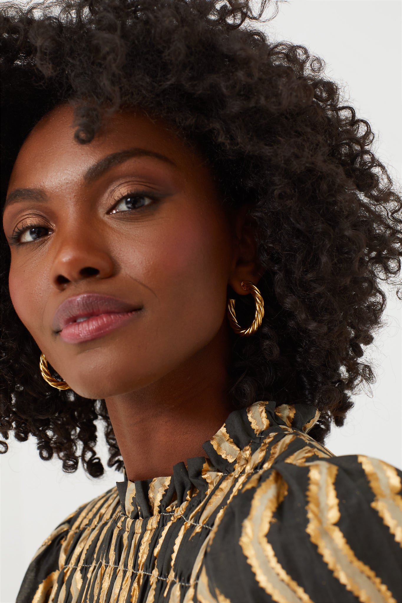 Gold French Twist Large Hoop Earrings