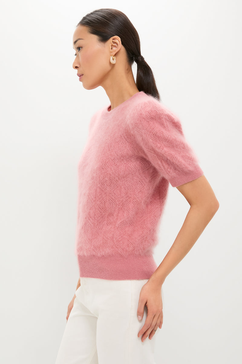 Dusty Rose Brushed Merino Wool Puff Sleeve Lexie Sweater