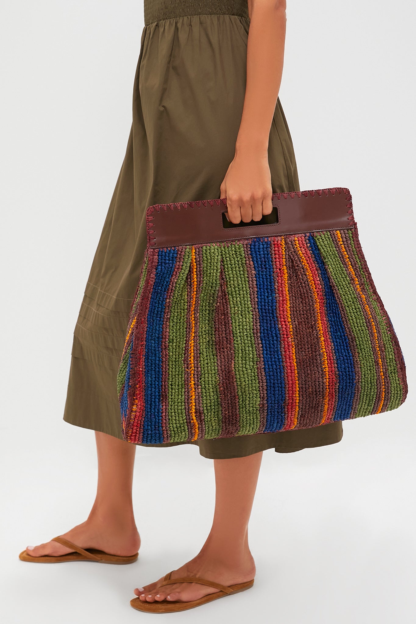 Jungle Stripe Raffia Rue Tote Bag