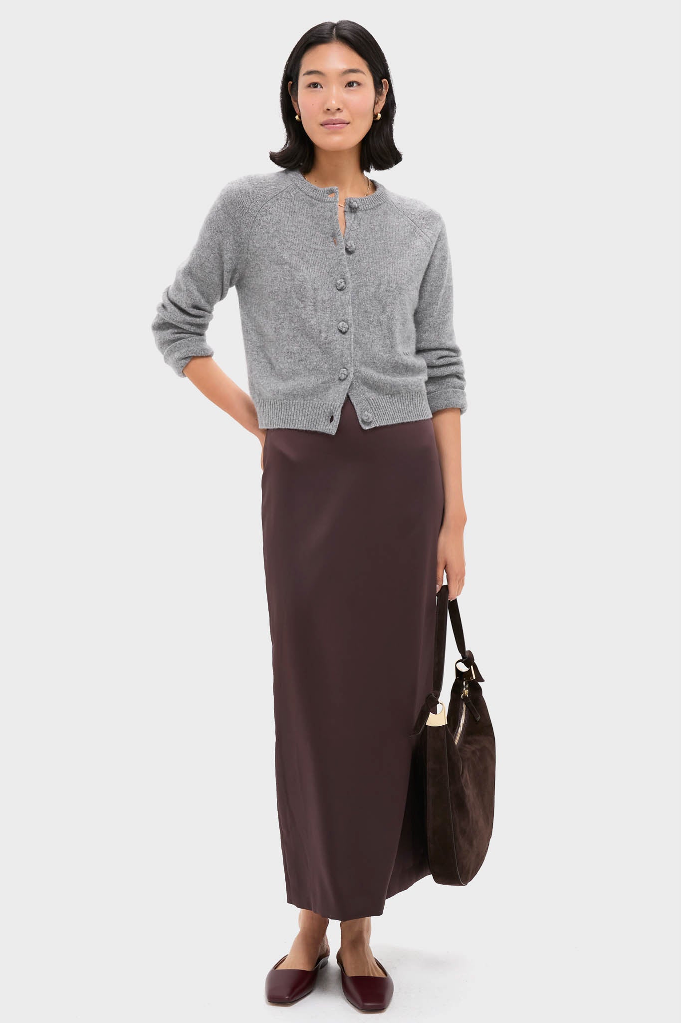 Gray Knot Button Phoebe Cardigan