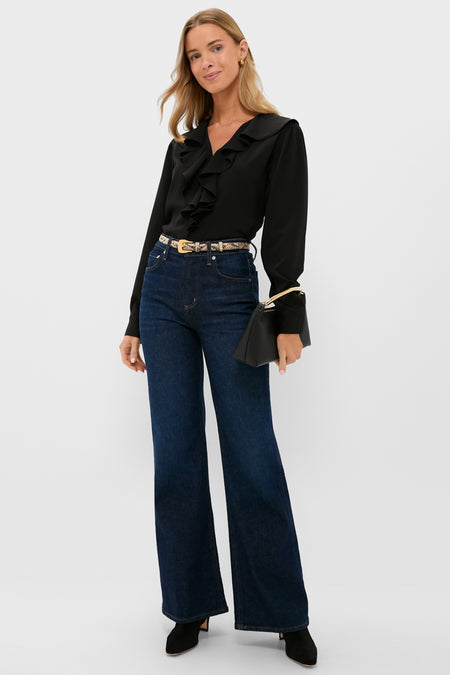 Black Ruffle Eileen Button Down Shirt