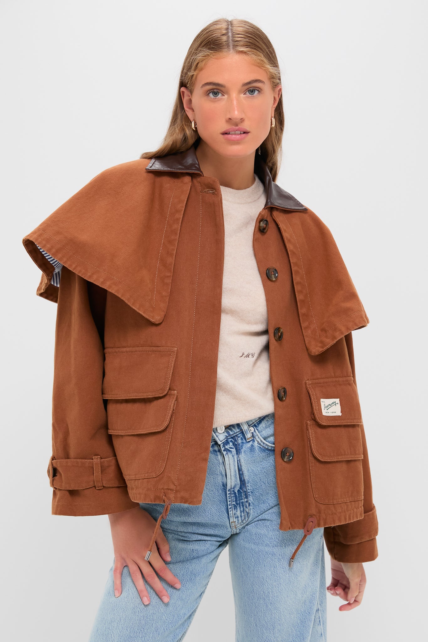 Camel Carolyn Workwear Cape Jacket