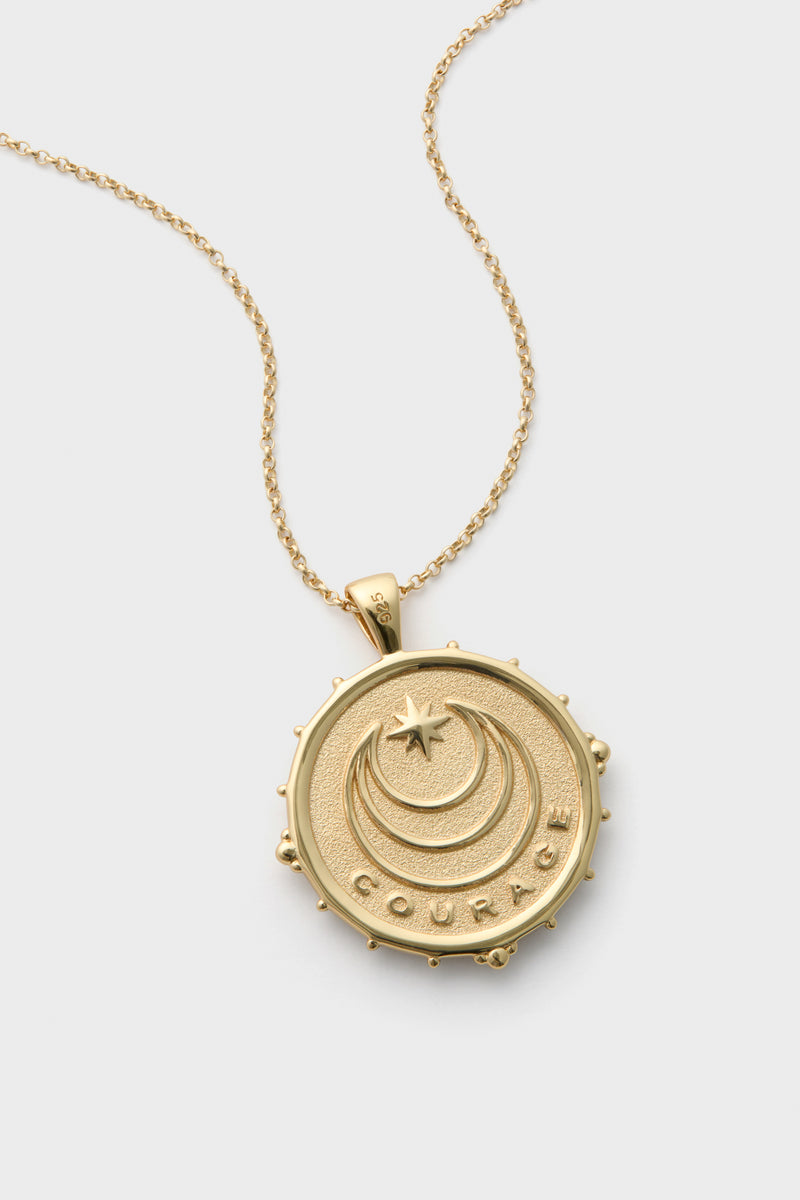 Gold Courage Horse JW Original Pendant Coin featuring a classic double-sided design with crescent and star details, offering an effortless, high-end appeal for everyday fun and confidence.