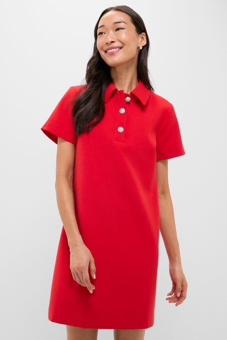 Red Crepe Helen Dress