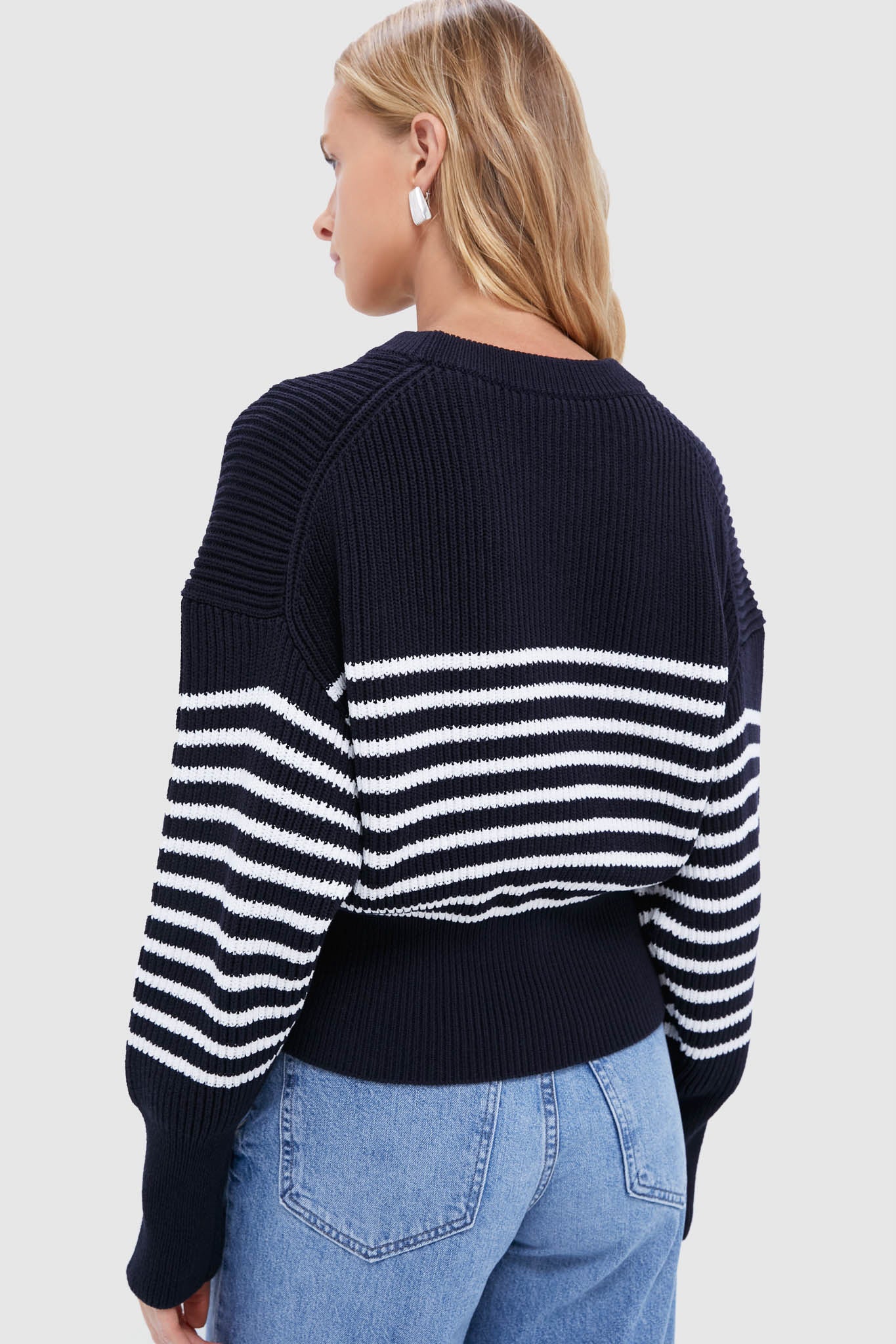 Berry Blue and White Striped Tanessa Sweater