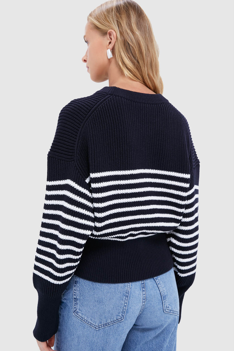 Berry Blue and White Striped Tanessa Sweater