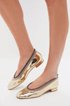 Light Gold Elise Ruffle Ballet Flats